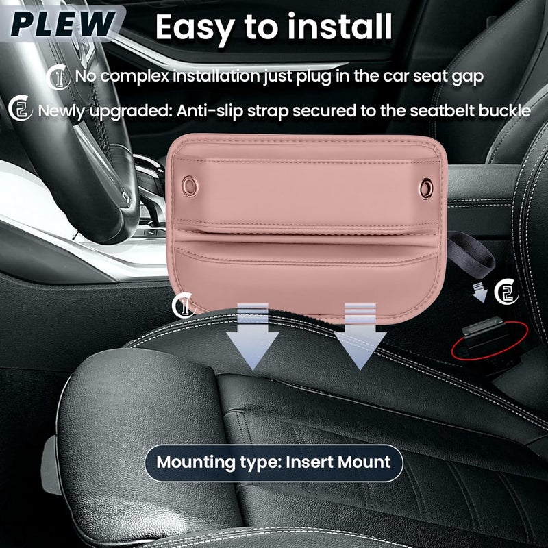 PLEW 2-Pack Car Seat Gap Filler for women, Premium Leather Console Organizer Universal Fit for Car SUV Truck Multi-Purpose Essentials Organizer - Anti-Drop Auto Interior Accessories（Dune Pink - Image 4